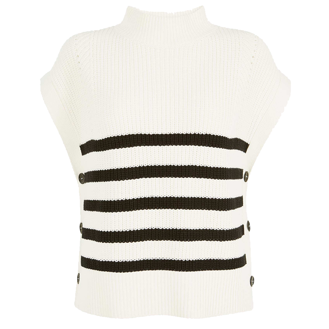 Mint Velvet Off White Striped Knitted Vest